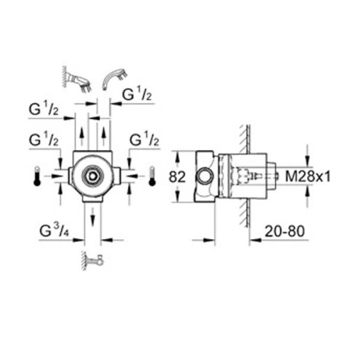 Grohe 5 Yollu Yön Değiştirici İç Gövde - 29708000 - Thumbnail