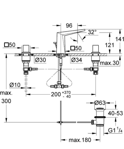 Grohe Allure Brilliant 3 Delikli Lavabo Bataryası - 20342000 - Thumbnail