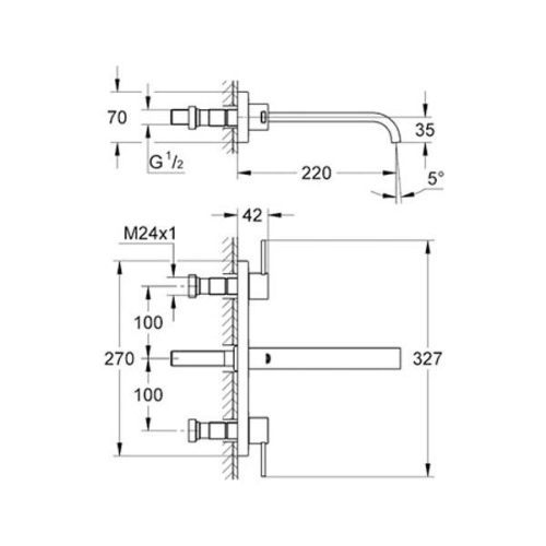 Grohe Allure Duvardan Ankastre Lavabo Bataryası - 20193000 - Thumbnail