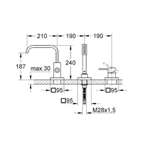 Grohe Allure 3 Delikli Tek Kumandalı Küvet Bataryası - 19316000 - Thumbnail