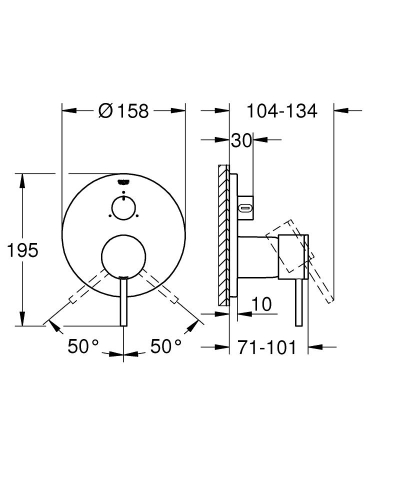 Grohe Atrio New Ankastre Banyo Duş Bataryası 3 çıkışlı divertörlü- 24096003 - Thumbnail