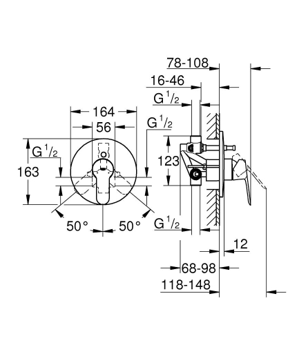 Grohe Bauedge Ankastre Banyo ve Duş Bataryası 29079000 - 2