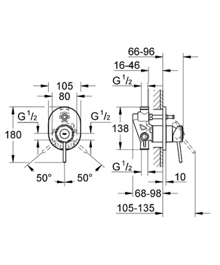 Grohe BauClassic Ankastre Banyo Duş Bataryası - 29047000 - Thumbnail