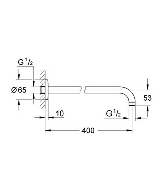 Grohe BauContemporay Tepe Duşu Dirseği 400 mm - 27851000 - 2