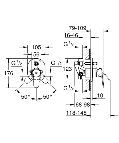 Grohe BauEdge Ankastre Banyo Duş Bataryası - 29039000 - 2