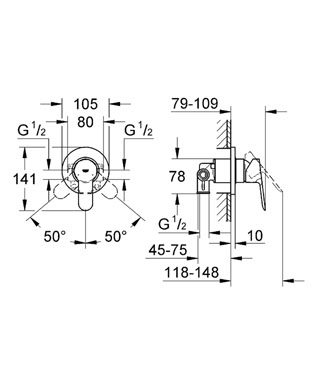 Grohe BauEdge Ankastre Duş Bataryası - 29040000 - Thumbnail