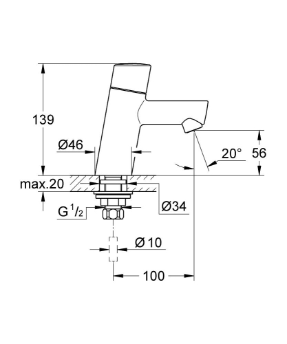 Grohe Lavabo Bataryası Concetto XS-Boyut Krom - 32207001 - 2