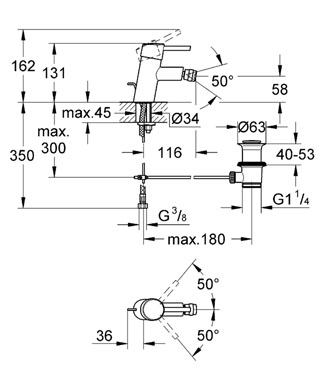 Grohe Concetto Tek Kumandalı Bide Bataryası - 32208001 - 2