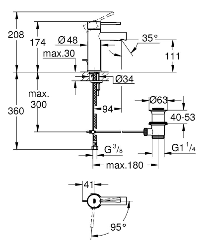 Grohe Lavabo Bataryası Essence S-Boyut Krom - 23379001 - 2