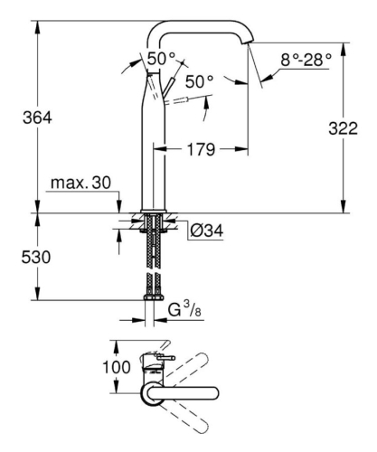 Grohe Essence New Tek Kumandalı Çanak Lavabo Bataryası - 32901001 - Thumbnail