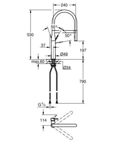 Grohe Eviye Bataryası Spiralli 2 Fonk. Essence Krom/Pembe- 124976 - 4
