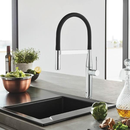 Grohe Eviye Bataryası Spiralli 2 Fonk Essence Krom/Siyah-30294000 - 2