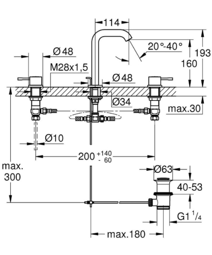Grohe Essence 3 Delikli Lavabo Bataryası - 20296001 - Thumbnail