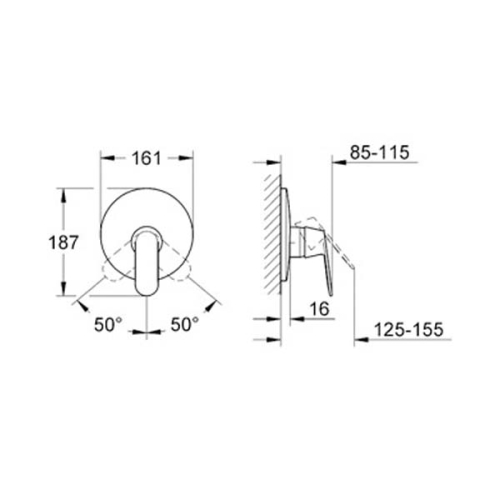 Grohe Eurocosmo Ankastre Duş Bataryası - 19383000 - Thumbnail