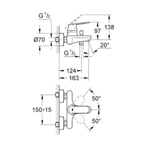 Grohe Eurocosmo Tek Kumandalı Banyo Bataryası - 32831000 - Thumbnail