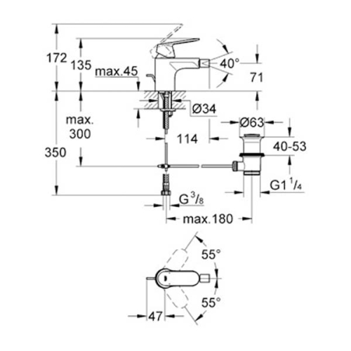 Grohe Eurocosmo Tek Kumandalı Bide Bataryası - 32839000 - Thumbnail