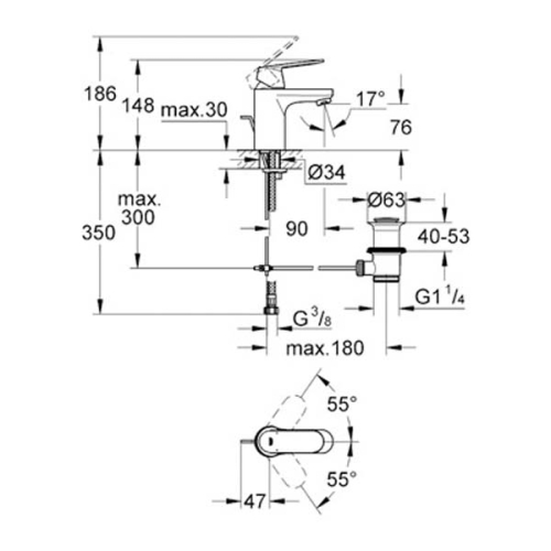 Grohe Lavabo Bataryası Eurosmart Cosmo S-Boyut Krom - 32825000 - Thumbnail