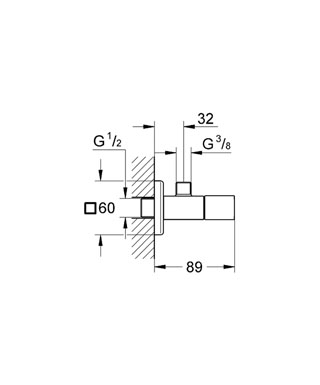 Grohe Eurocube Ara Musluk 1 2" giriş, 3 8 çıkışlı - 22012000 - 2
