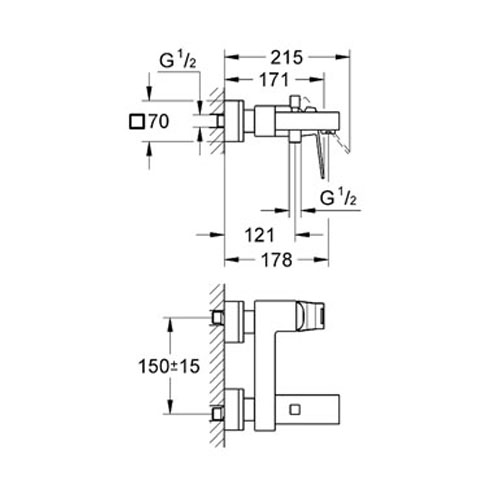 Grohe Eurocube Tek Kumandalı Banyo Bataryası - 23140000 - 3