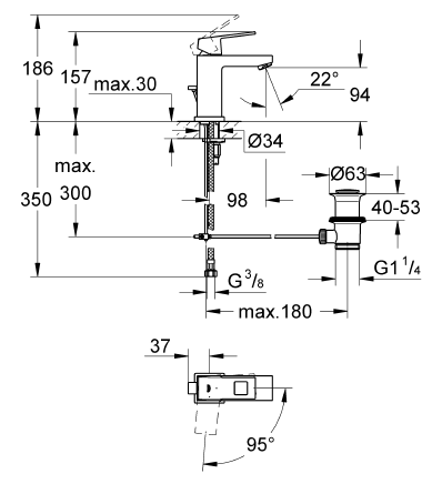 Grohe Lavabo Bataryası Eurocube S-Boyut Krom- 2339000E - 2