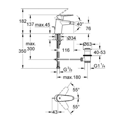Grohe Eurodisc Cosmopolitan Tek Kumandalı Bide Bataryası - 33244002 - Thumbnail