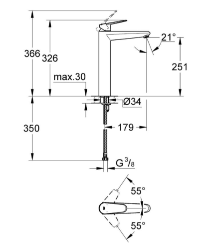 Grohe Eurodisc Cosmopolitan Tek Kumandalı Çanak Lavabo Bataryası - 23432000 - Thumbnail