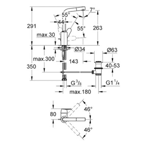 Grohe Lavabo Bataryası Eurodisc Cosmo L-Boyut Krom - 23054002 - Thumbnail