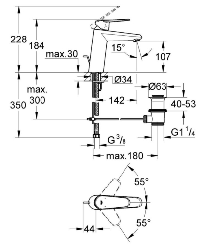 Grohe Lavabo Bataryası Eurodisc Cosmo M-Boyut Krom - 23448002 - 2