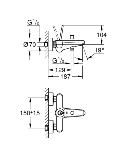 Grohe Eurodisc Joy Tek Kumandalı Banyo Bataryası - 23431000 - Thumbnail