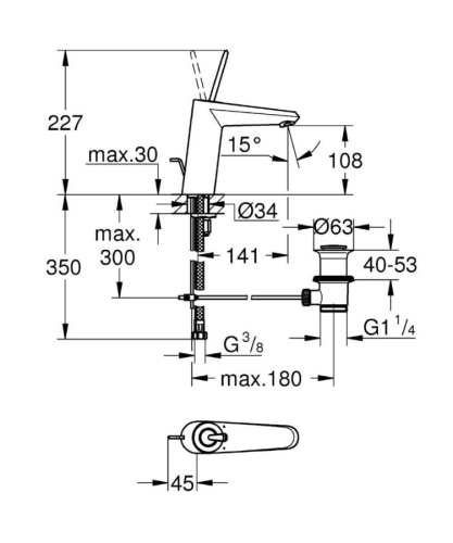 Grohe Lavabo Bataryası Eurodisc Joy M-Boyut Krom - 23427000 - Thumbnail