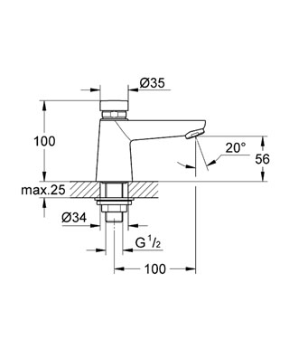 Grohe Zaman Ayarlı Lavabo Batarya Euroeco Cosmopolitan 36265000 - 2