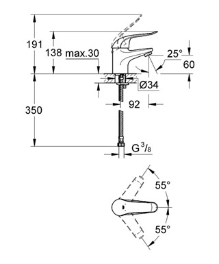 Grohe Lavabo Bataryası Engelli Kullanımına Uygun Krom - 32762000 - 2
