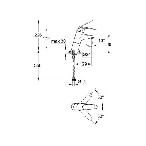Grohe Lavabo Bataryası Engelli Kullanımına Uygun Krom - 32765000 - 2