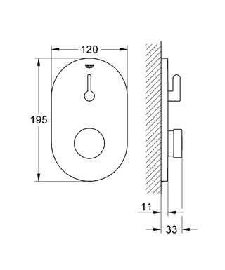 Grohe Eurosmart Cosmopolitan T Zaman Ayarlı Ankastre Duvardan Duş Bataryası, Çift Su Girişli - 36321000 - Thumbnail