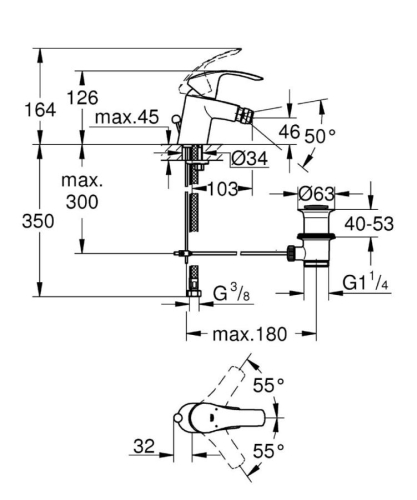Grohe Eurosmart Tek Kumandalı Bide Bataryası S-Boyut - 32929002 - 2