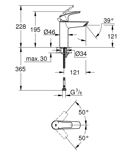 Eurosmart Tek Kumandalı Lavabo Bataryası M-Boyut Mat Siyah – 233242433 - 4