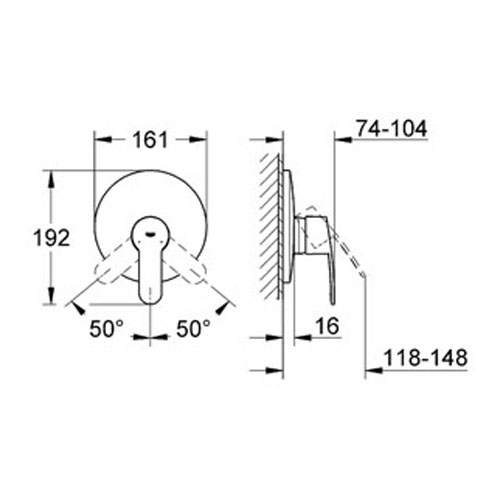Grohe Eurostyle Cosmopolitan Ankastre Duş Bataryası - 19507002 - 3