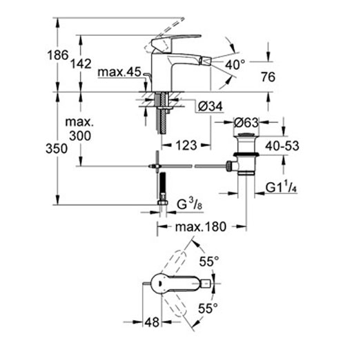 Grohe Eurostyle Cosmopolitan Tek Kumandalı Bide Bataryası - 33565002 - 2