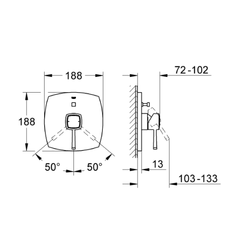 Grohe Ankastre Banyo Bataryası Grandera Krom - 19920000 - Thumbnail