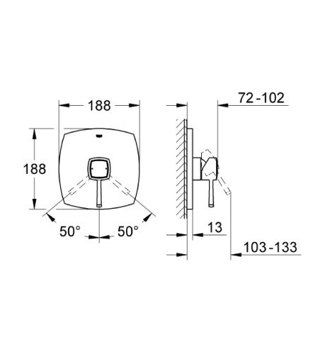 Grohe Ankastre Duş Bataryası Grandera Krom - 19932000 - Thumbnail