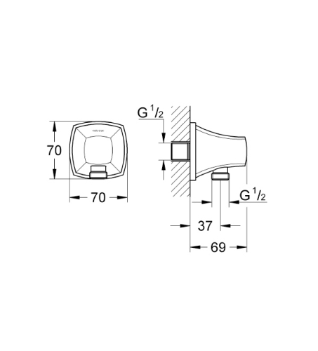 Grohe El Duş Çıkış Dirseği Grandera Krom - 27970000 - Thumbnail