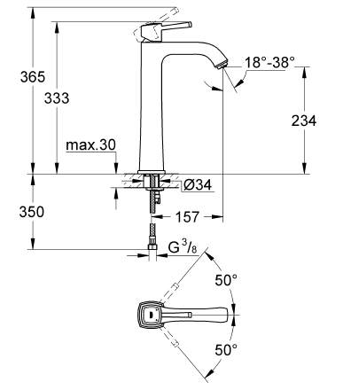 Grohe Çanak Lavabo Bataryası Grandera Krom - 23313000 - Thumbnail