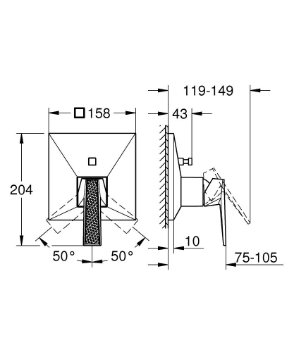 Grohe Allure Brilliant Ankastre Banyo/Duş Bataryası - 24425000 - Thumbnail
