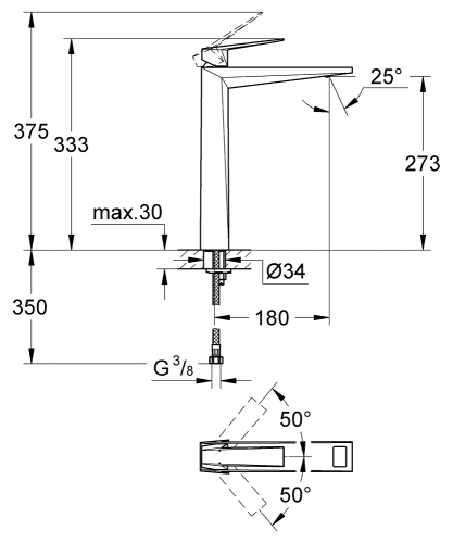 Grohe Allure Brilliant Lavabo Bataryası XL-Boyut Krom – 24346000 - Thumbnail