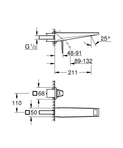 Grohe Allure Brilliant Private Collection 2 Delikli Duvardan Lavabo Bataryası M–Boyut Brushed Hard Graphite – 29521AL0 - Thumbnail