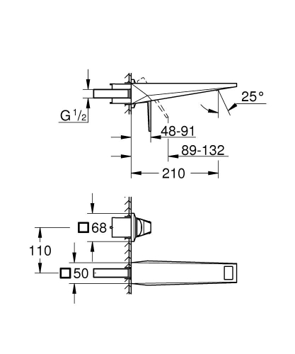 Grohe Allure Brilliant Private Collection 2 Delikli Duvardan Lavabo Bataryası M–Boyut Krom – 29517000 - 4