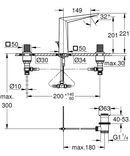 Grohe Allure Brilliant Private Collection 3 Delikli Lavabo Bataryası L Boyut Brushed Hard Graphite - 20667AL0 - Thumbnail