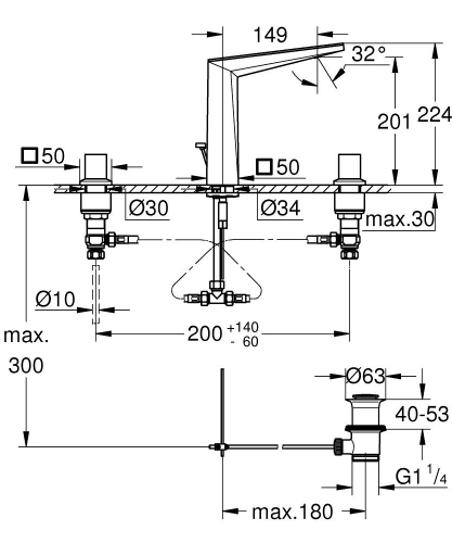 Grohe Allure Brilliant Private Collection 3 Delikli Lavabo Bataryası L Boyut Brushed Hard Graphite – 20669AL0 - Thumbnail