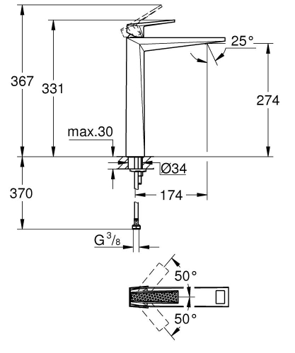 Grohe Allure Brilliant Private Collection Lavabo Bataryası XL Boyut Brushed Hard Graphite – 24417AL0 - Thumbnail