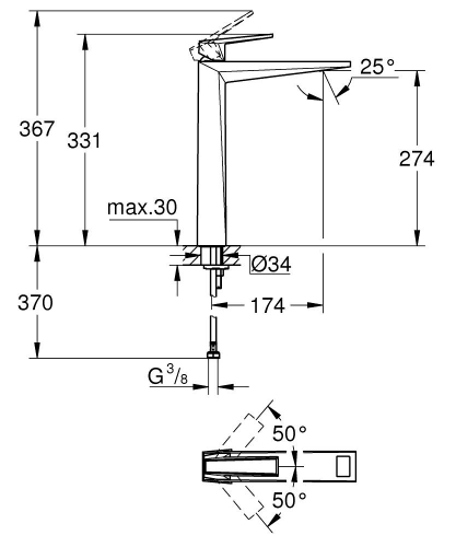 Grohe Allure Brilliant Private Collection Lavabo Bataryası XL Boyut Brushed Hard Graphite – 24418AL0 - Thumbnail
